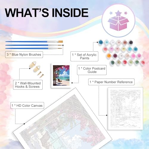 Paint by Numbers Kit for Adults, Tropical Beach Number Painting Canvas Kit - Image 4