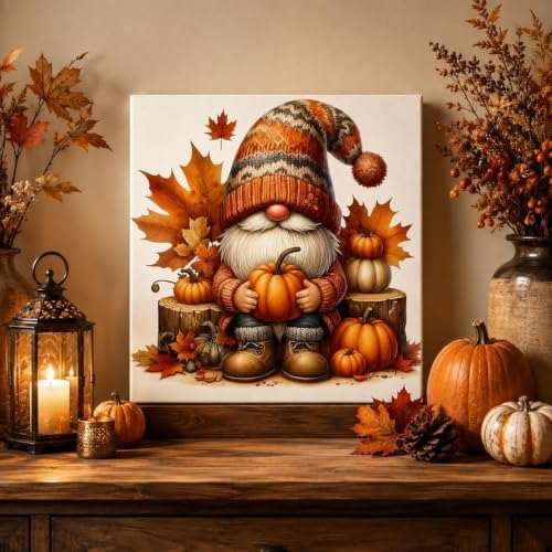 Fall Paint by Numbers Kit for Adults,Gnome DIY Paint by Number With Frame - Image 2