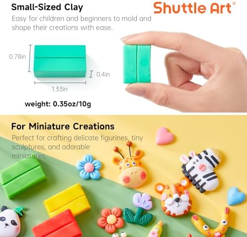 Shuttle Art 117 PCS Polymer Clay Kit, 95 Unique Colors & Extra Basic Colors, 5 Carving Tools, Non-Toxic, Non-Sticky, Small Block, Ideal Gift for Kids - Image 3