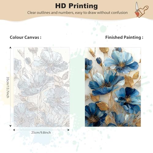 EOBROMD Framed Paint by Numbers Kits for Adults with Wooden Easel, Lotus Flower DIY Paint by Numbers Kits for Beginner, Painting on Stretched Canvas, Oil Crafts Home Decor Gift 10x14 Inch - Image 2