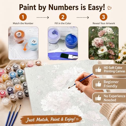 AUKELHJ Paint by Numbers Kit for Adults Beginner, Flowers, 16X20 Inch - Image 5