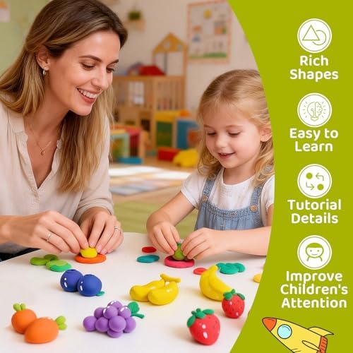 Both idea Air Dry Clay Kit with 12 Fruit Projects – Modeling Clay with Sculpting Tools, Step-by-Step Guide, DIY Arts and Crafts Set for Boys and Girls, Classroom Birthday Party Activity Family - Image 5