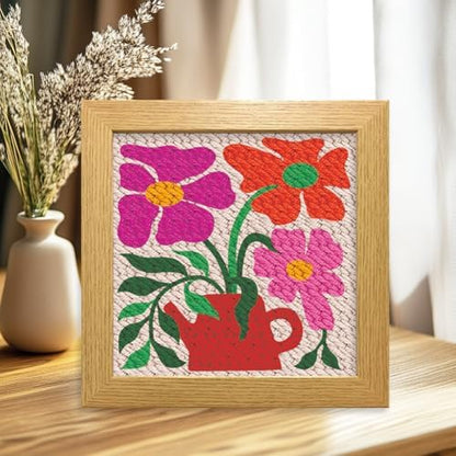 BEUNITONE 2 Sets DIY Punch Needle Kits for Beginners,Bohemian Flower Pre-Printed Pattern,Embroidery Punch Needle Starter Kits for Adults,Includes Pre-Printed Cloth,Yarns,Hoops,Threader and Instruction - Image 6