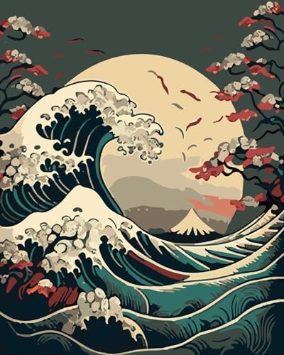 TUMOVO Paint by Numbers for Adults Waves Oil Painting Paint by Numbers for Beginners Floral Paint by Numbers Kit DIY Oil Painting Children s Crafts 16x20 inch by TUMOVO