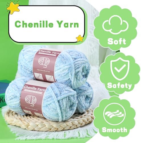 LUNARM Chenille Yarn for Crochet Knitting Chunky Blanket Velvet Yarn - Image 3