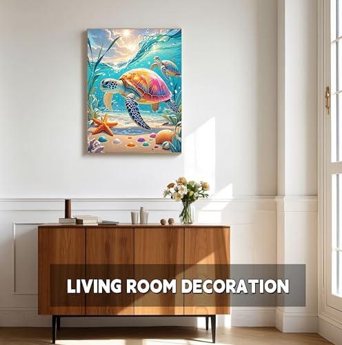 TINDAY Paint by Numbers Kit for Adults Paint by Number for Adults Beginner Sea Turtle Painting by Number for Adult on Canvas Acrylic Painting Wall Decor 16x20 in - Image 2