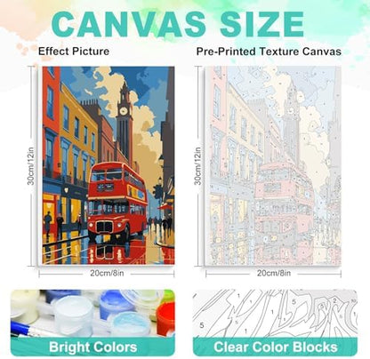 GEEHEIY Framed Paint by Numbers Kit for Adults, London Red Bus, 8 x 12 Inch - Image 3