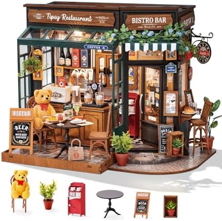Rolife DIY Miniature Coffee Bar Dollhouse Kit Creative Gift for Adults by Rolife