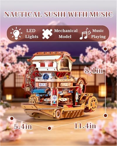 OZJAY Nautical Sushi DIY Miniature House Kit, 3D Wooden Puzzles for Adults - Image 2