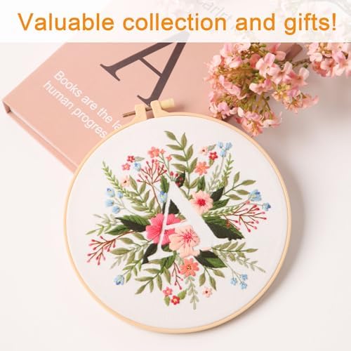 Harimau Letter A Pattern Embroidery Kit for Adult Beginners, Complete Starter Pack with 1 Hoop, Needles, Instruction Guide & Embroidery Stitch Video Tutorials - Image 5