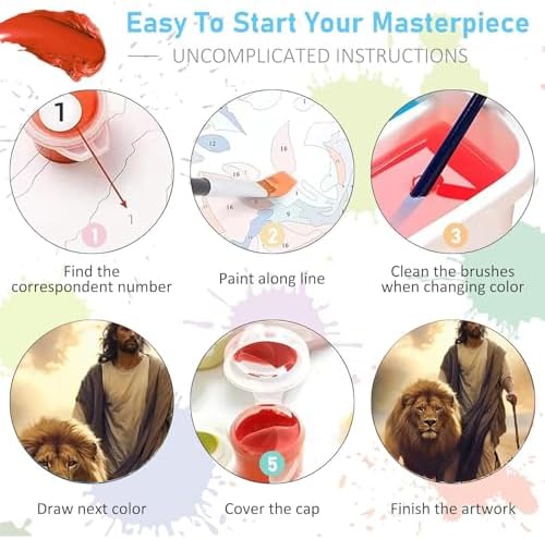 BAWKENTON Paint by Numbers for Adults and Kids, Religious Christian Painting by Number Kits On Canvas, Jesus Number Artist Paint by Number Kit Funny DIY, Home Wall Decor, Gifts 12X16in - Image 6