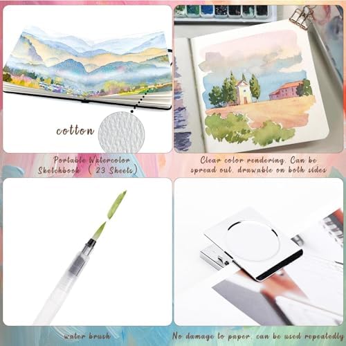 Travel Watercolor Paint Set - Pocket 15-Color Mini Kit with Sketchbook - Image 5