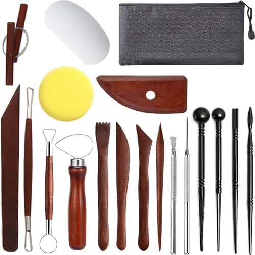 Pottery Tools Kit 19-Piece Pottery & Carving Tool Set – DIY Craft Kit for Beginners by Unknown