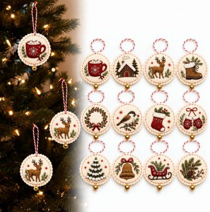 Christmas Embroidery Kit, 12PCS DIY Ornament Set for Beginners by Unknown