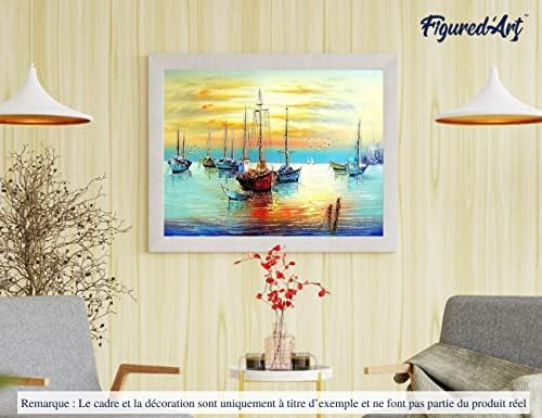 Figured'Art Paint by Numbers Kit for Adults with Frame Sailboats at The Port 16"x20" - Craft Art Painting DIY Kit Canvas Already Stretched on a Wooden Frame - Image 4