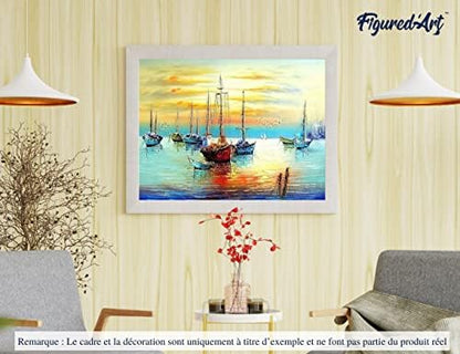 Figured'Art Paint by Numbers Kit for Adults with Frame Sailboats at The Port 16"x20" - Craft Art Painting DIY Kit Canvas Already Stretched on a Wooden Frame - Image 4