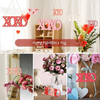 Wooden XOXO Letter Ornaments to Paint 7 inch, Valentine's Day Wooden DIY Blank Unfinished Round Wood Discs Ornament for Crafts Hanging Decorations(10PCS) - Image 3