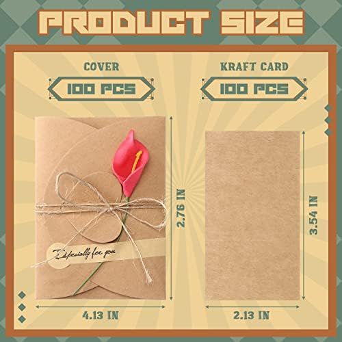 100 Set Artificial Wedding Flowers Mother's Day Thank You Greeting Card Kit DIY Blank Vintage Kraft Floral Holiday Cards Assorted Handmade Invitation Cards with Envelopes for Women Gifts Birthday - Image 2