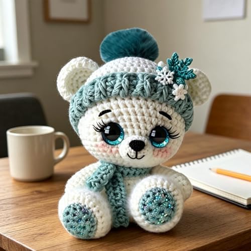 FRANDEK DIY Green Bear Crochet Kit for Adults, Cute Plush Animal Set - Image 2