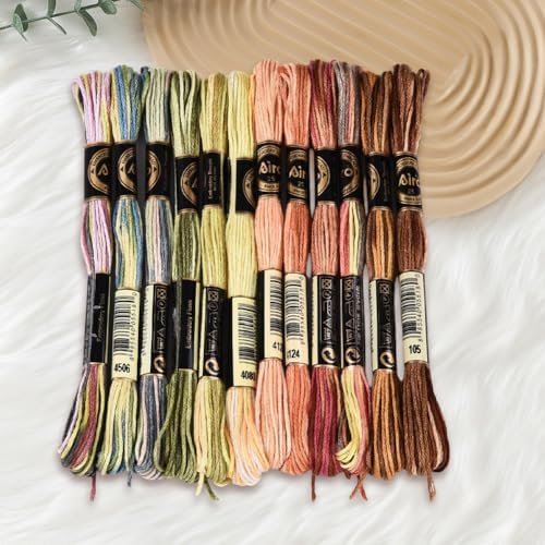 12 Skeins 105 Yards Cross Stitch Floss Colorful Embroidery Thread 6 Ply Variegated Polyester Friendship Bracelet String Bulk for Sewing Making Needlecraft Knitting Clothes Stitching Decor - Image 7