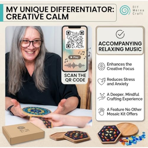 DIY Merea Craft Mosaic Kit for Adults – Set of 2 DIY Stained Glass Coasters | Beginner Craft Kit, Relaxing Hobby & Handmade Gift for Women - Image 5