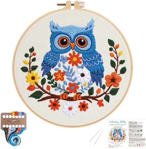 Louise Maelys Owl Embroidery Kit for Beginners Cross Stitch Kit for Adults by LouiseMaelys