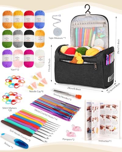Aeelike Crochet Kits for Beginners Adults Kids, Complete Crochet Set, Black - Image 5