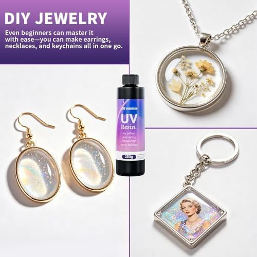 SHORE RESIN 250g UV Resin Kit with Light, Jewelry Starter Set - Image 4