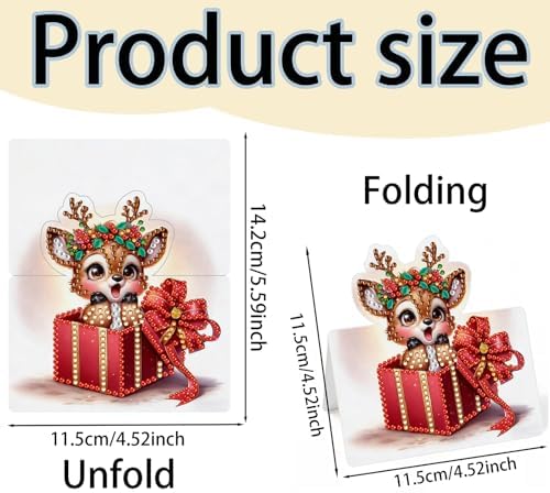 jinglinhh 6pcs Diamond Art Painting Christmas Reindeer Greeting Cards with Envelopes, DIY Card Making Kits for Adults, Diamond Art Postcards Christmas Cards Craft Gifts - Image 2