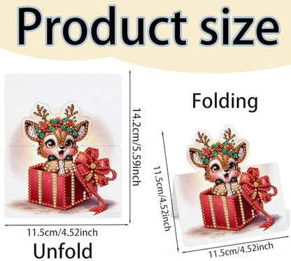 jinglinhh 6pcs Diamond Art Painting Christmas Reindeer Greeting Cards with Envelopes, DIY Card Making Kits for Adults, Diamond Art Postcards Christmas Cards Craft Gifts - Image 2