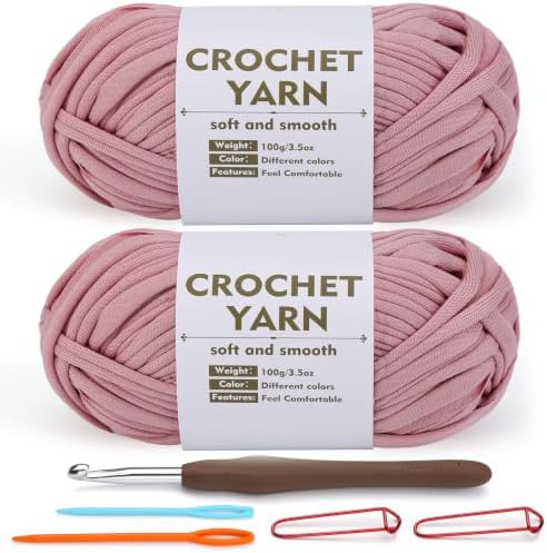 SHWAKK 2 Pack T-Shirt Yarn,Gray Pink Crochet Yarn for Knitting & Crochet by SHWAKK