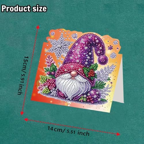 jinglinhh 8pcs Diamond Art Painting Christmas Gnome Greeting Cards with Envelopes, DIY Card Making Kits for Adults, Diamond Art Postcards Christmas Cards Craft Gifts - Image 2