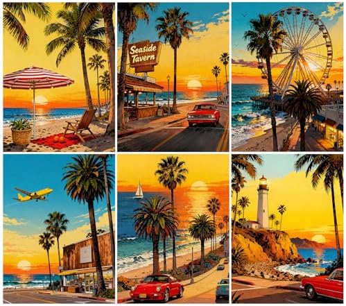 DOTSOPS 6 Pack Coastline Diamond Painting Kits for Adults Round Full Drill by DOTSOPS