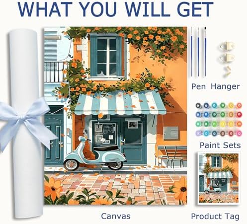 AuraDraw Street Paint by Numbers Kit for Adults - Beautiful Street Adult Paint by Number Kits on Canvas, DIY Oil Painting by Number for Home Wall Decor(16x20inch) - Image 3