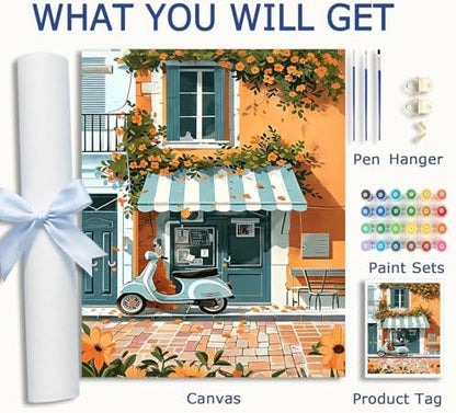 AuraDraw Street Paint by Numbers Kit for Adults - Beautiful Street Adult Paint by Number Kits on Canvas, DIY Oil Painting by Number for Home Wall Decor(16x20inch) - Image 3