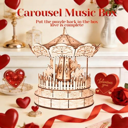 Music Park 3D Wooden Puzzle, Carousel Music Box - Image 2