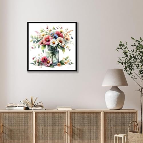 TCDZMYGS Stamped Cross Stitch Kits for Beginners,Vase Flowers 14x14in - Image 2