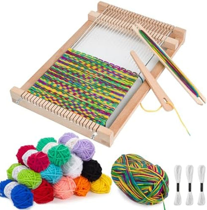 LYKTRIX Weaving Loom for Kids, Wooden Weaving Kit, Loom Kit for Kids Ages 8-12, Great Knitting Looms for Beginners and Girls Over 6 Years Old, Contains Enough Weaving Yarn 11.4" x 7.5" by LYKTRIX