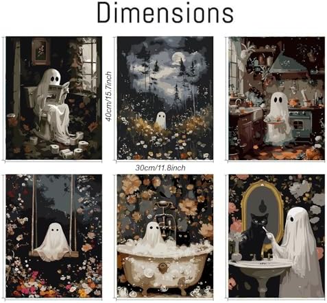AIBOERL 6 Pack Paint by Numbers Kit for Adults Beginner,Halloween, 12X16In - Image 5