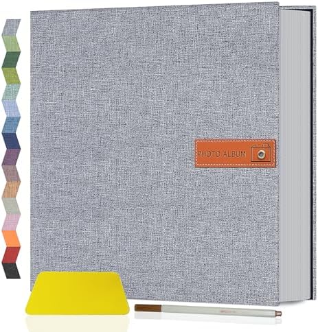 Popotop Large Photo Album Self Adhesive 4x6 5x7 8x10 Scrapbook Album DIY Picture Book,Gifts for Mom,Family Baby and Wedding,with Metal Pen and Plastic Board by Popotop