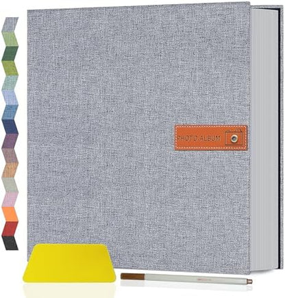 Popotop Large Photo Album Self Adhesive 4x6 5x7 8x10 Scrapbook Album DIY Picture Book,Gifts for Mom,Family Baby and Wedding,with Metal Pen and Plastic Board by Popotop