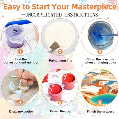 EggSun 6 Pack Framed Paint by Numbers Kit for Adults,Beginners with Wooden Easel,DIY Acrylic Oil Painting Paint by Numbers Kits on Canvas for Home Decor(National Park Landscape,8x12Inch) - Image 5