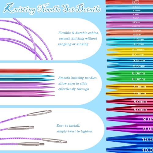 Yarniss 4-Inch Circular Knitting Needle Set with Case, Size 3.0~10.0mm - Image 5