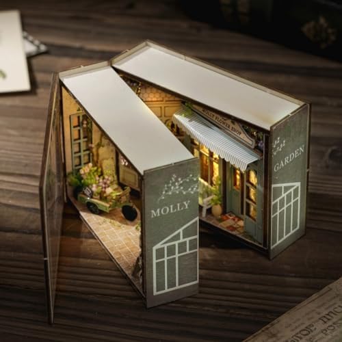 Mini 3D Wooden Doll House Craft Model with LED,DIY Miniature and Furniture Dollhouse Kit,Creative Room Idea for Valentine's Day Birthday Gift (Molly Garden) - Image 5