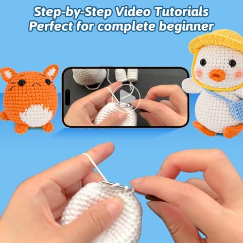 Gerute 6Pcs Crochet Kit for Beginners,Crochet Animal Kit with Step-by-Step Video Tutorial, Crocheting Kit for Starters, Beginner Crochet Kits for Adult Kid Women Men Complete Kit Included （40%+ Yarn - Image 3