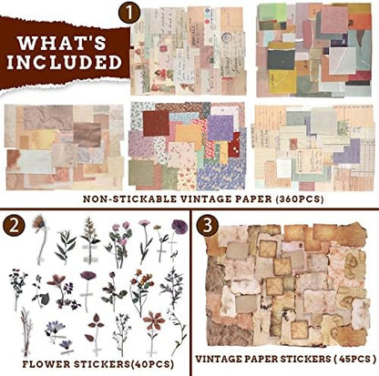 GNILLKO 445 PCS Vintage Scrapbook Supplies Kit - Image 6