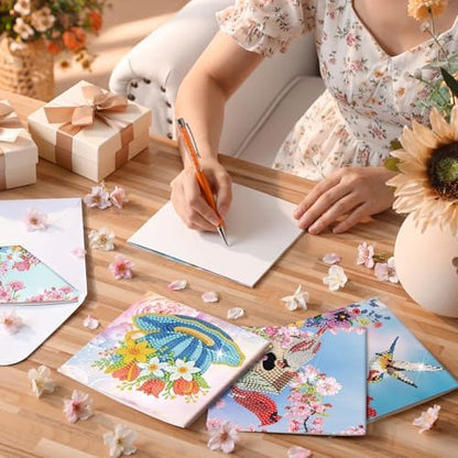 Saillong 12 Pack Flower Diamond Painting Greeting Card Kits DIY Pastel Floral Gnome Diamond Art Cards with Envelopes Flower 5d Rhinestones Paint Card for Adults DIY Craft Family Friend Birthday Gifts - Image 2