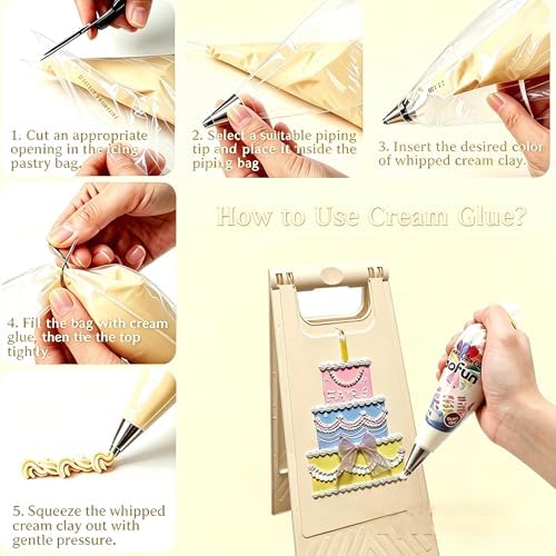 BoFUN Whipped Cream Glue Decoden Clay for Crafts Kit DIY (White) - Image 5