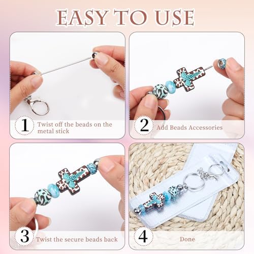 Beadable Keychain Kit with Silicone Beads, Beadable Keychain Bars - Image 3