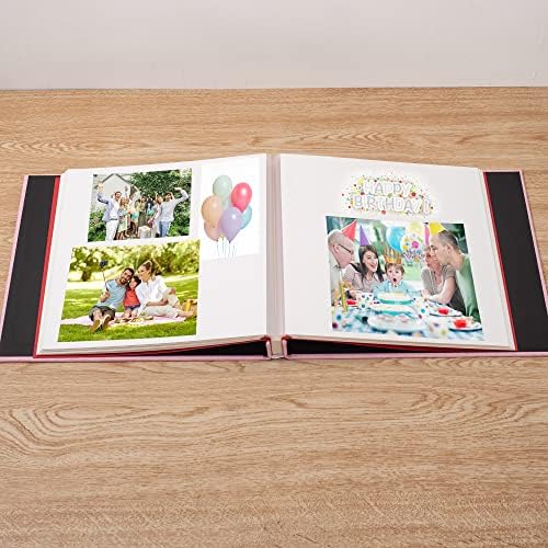 Large Photo Album Self Adhesive 4x6 5x7 6x8 8x10 Pictures Scrapbook Magnetic Album DIY Scrap Book 60 Sticky Pages Linen Cover DIY Photo Album with A Metallic Pen and DIY Accessories(Pink) - Image 3